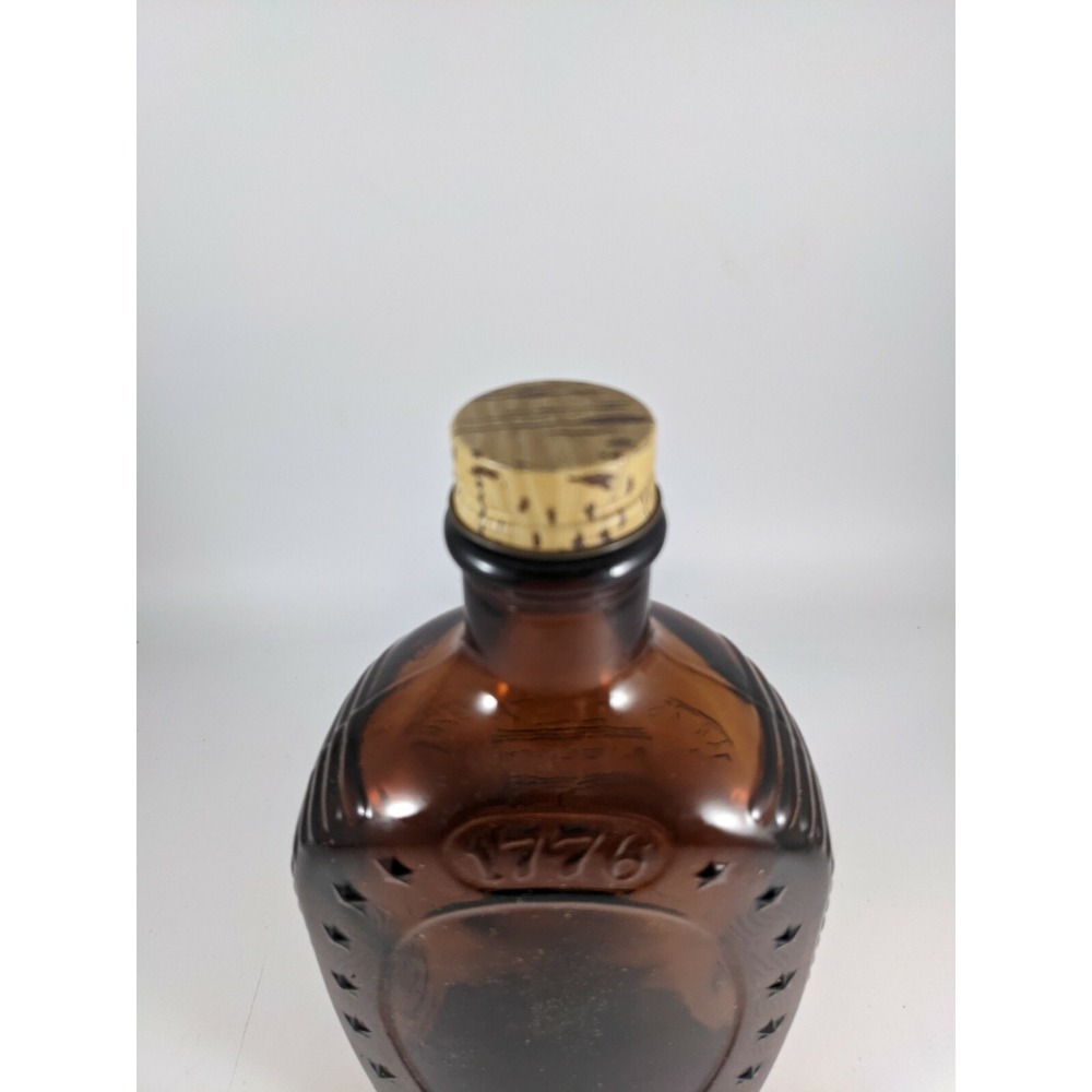 Vtg Log Cabin Syrup Bicentennial Bottle Amber Glass 1776 Liberty Bell No Label - Picture 3 of 4